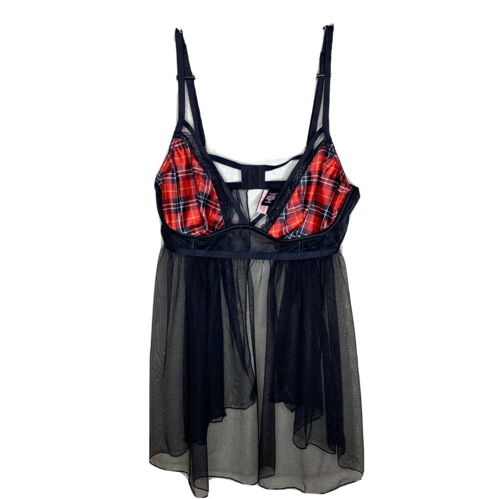 Victorias Secret Lingerie Size Large L Buffalo Plaid￼ Spaghetti Strap New L/G